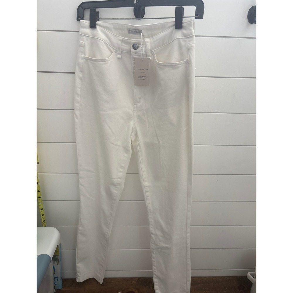 Peter Millar Crown Sport White Performance Slim Pants Size 4 LF25B45